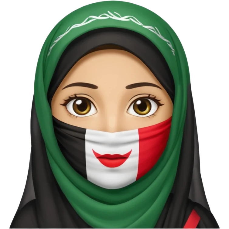 Femme avec un voile et le drapeau de la Palestine  emoji