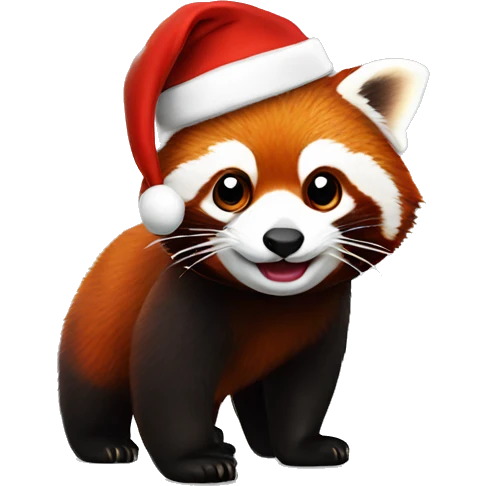 Red panda with a Santa hat emoji