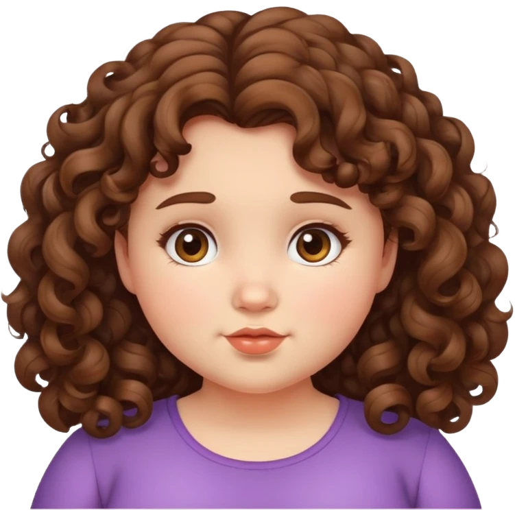 A girl with a curly brown hair and chubby cute cheeks  emoji