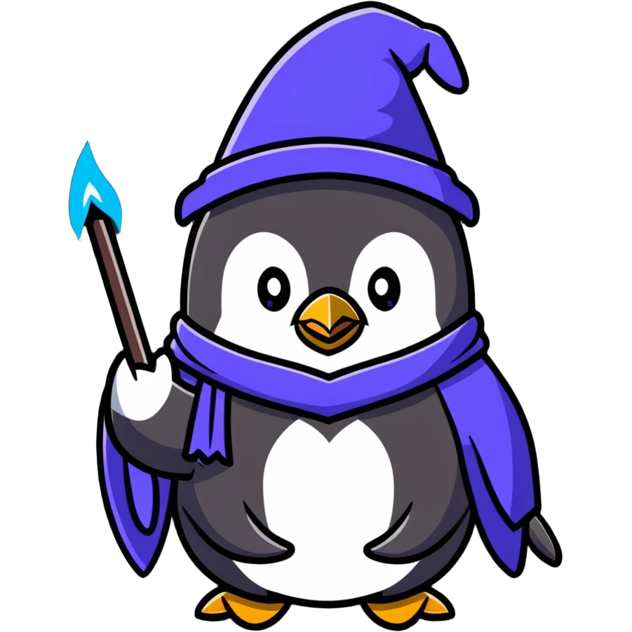 Penguin wizard casting a spell emoji