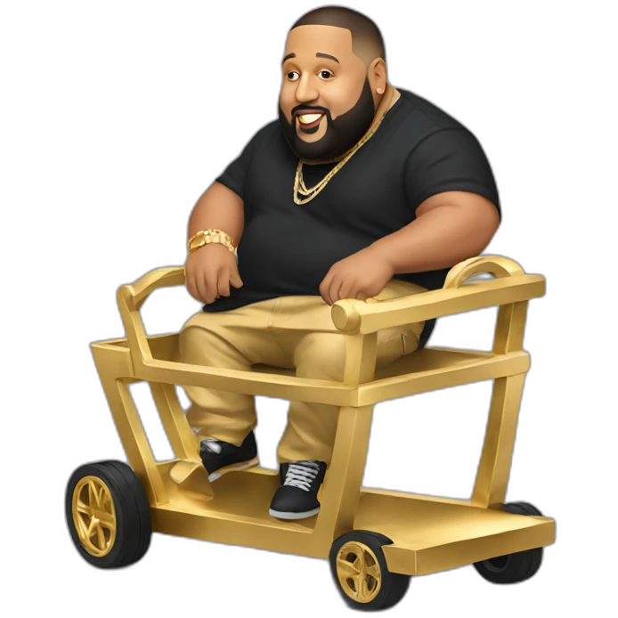 Dj khaled riding a gold cart emoji