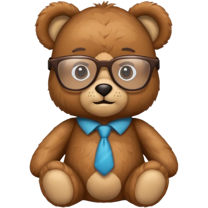 Cute teddy bear with nerdy and smart glasses emoji