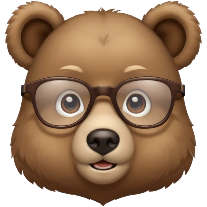 Cute bear cub with nerdy and smart glasses emoji