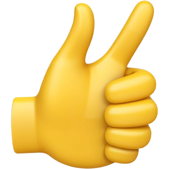 Apple-style 3D illustration of a single yellow emoji hand giving a thumbs up gesture, glossy and rounded, centered on a clean white background, soft shadow underneath, isolated and minimal design emoji