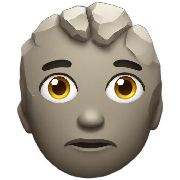 Rock with human face emoji