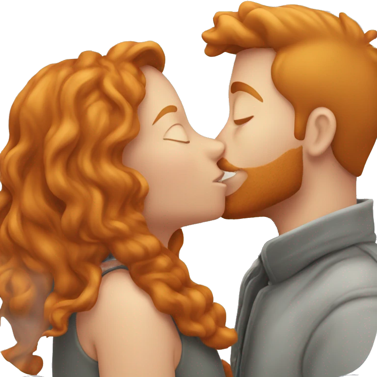 man kissing a ginger girl emoji