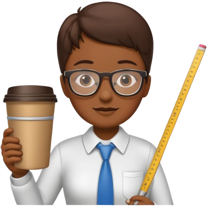 Tall coffee cup, holding a ruler, dressed as a teacher emoji
