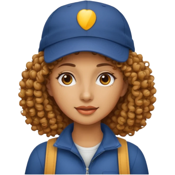 curly haired woman with cap emoji