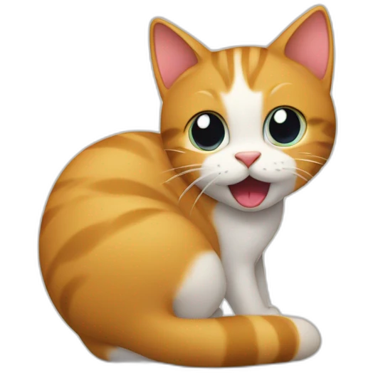 Cat sucking his tail emoji