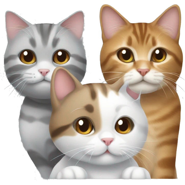 Two cats: fluffy grey and white cat and brown tabby cat emoji