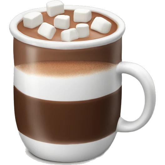 a mug of hot chocolate with marsmallows emoji