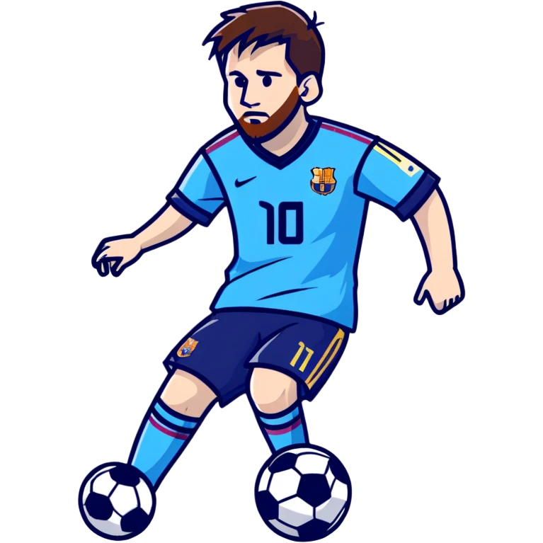 lionel messi dribbling a soccer ball wearing a blue and white jersey emoji