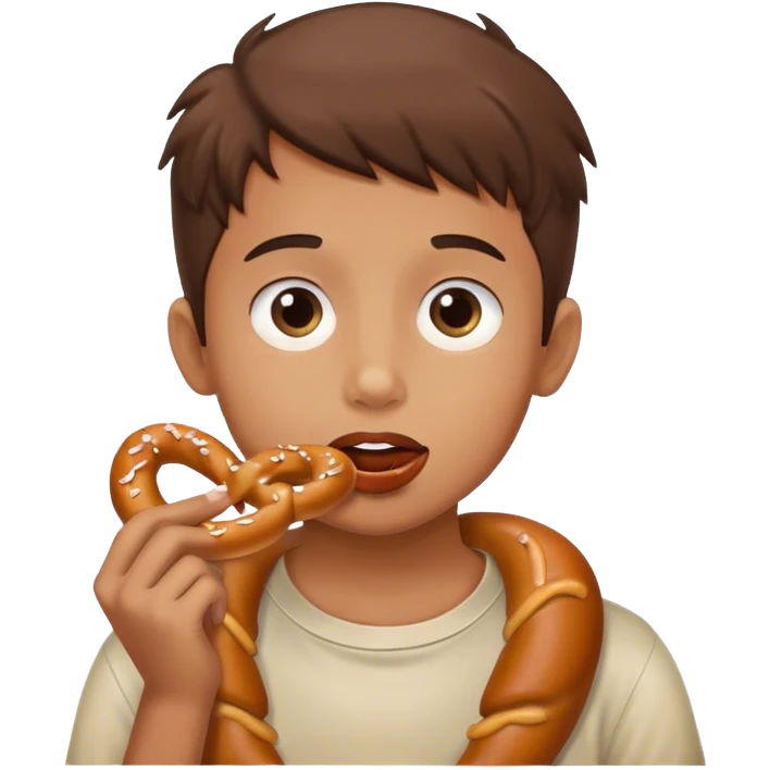 Boy eating pretzel emoji