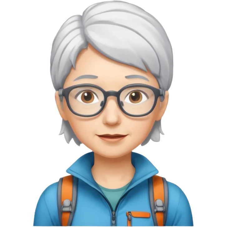 climber woman with white/grey hair and glassess emoji