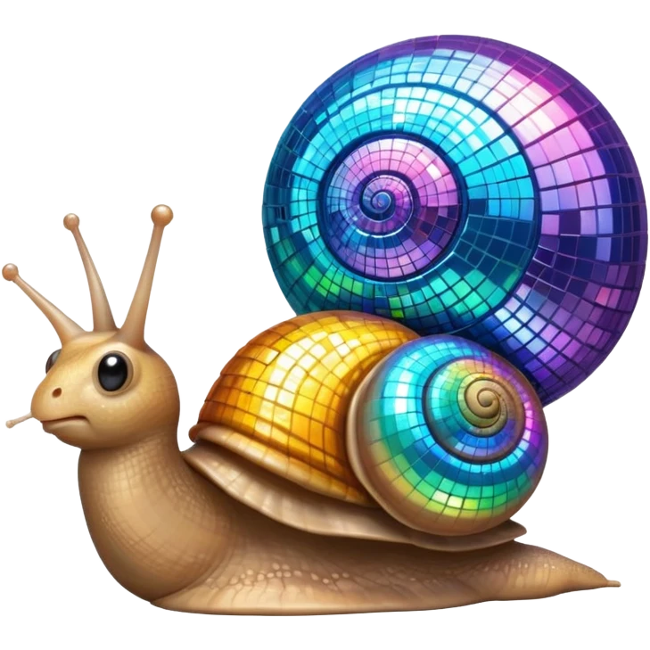 Snail with a disco ball shell emoji