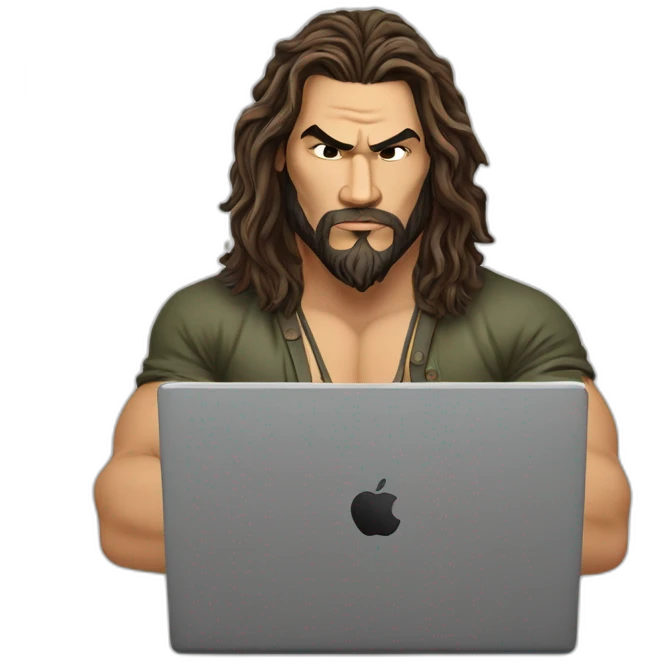Jason Momoa at a laptop emoji