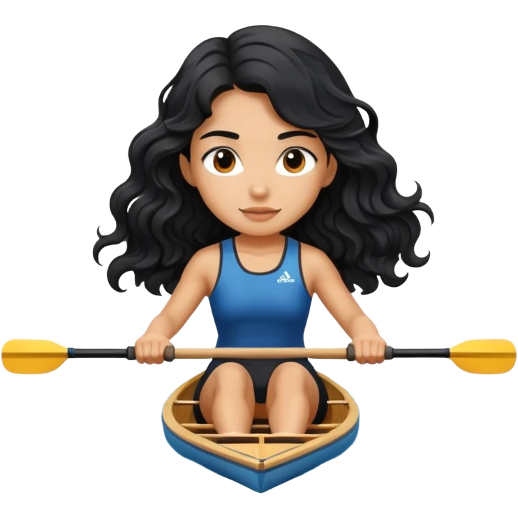 girl with long black wavy hair rowing in Olympic sport emoji