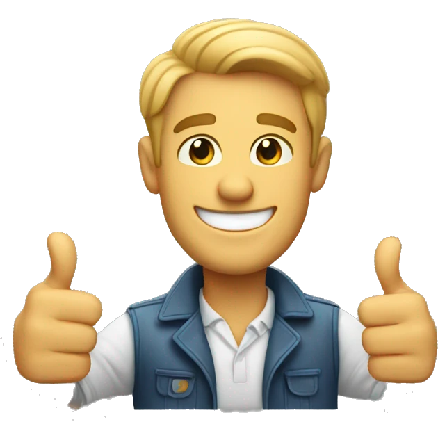 Smiling American Man shows thumbs up emoji