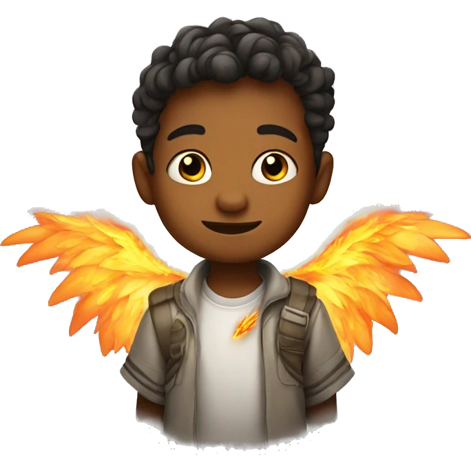 Little boy with wings and fire beneath him  emoji
