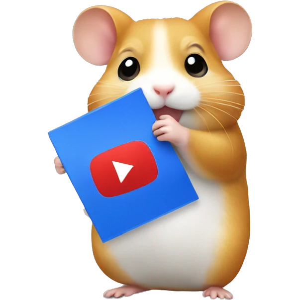 hamster holding a YouTube award emoji
