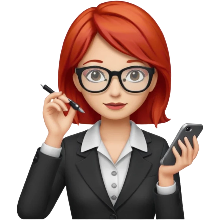 tailor woman with red hair and glasses emoji