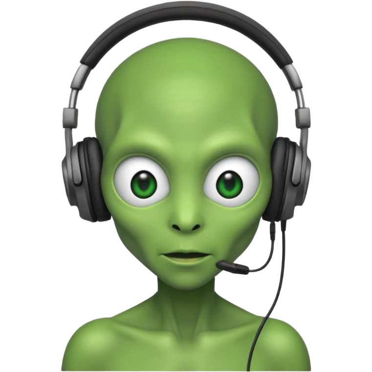 headphone wearing alien emoji
