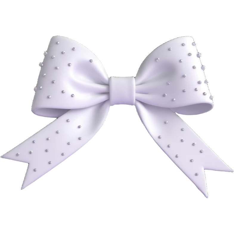 white bow, slightly tilted, with sparkles emoji