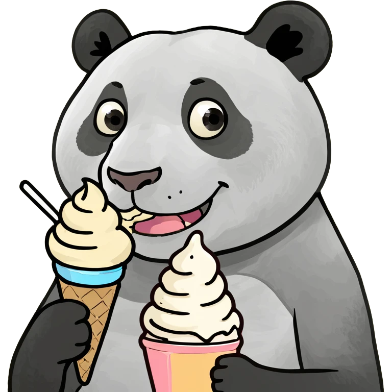 Panda eating ice cream emoji