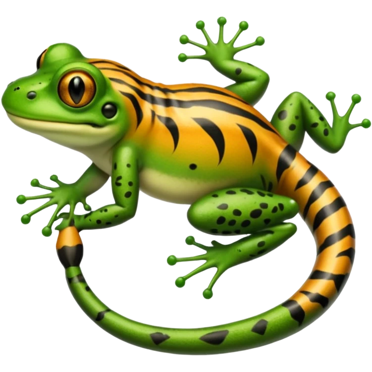 Frog with tiger body and scorpion tail and with mullet(funk)back hair hairstyle emoji