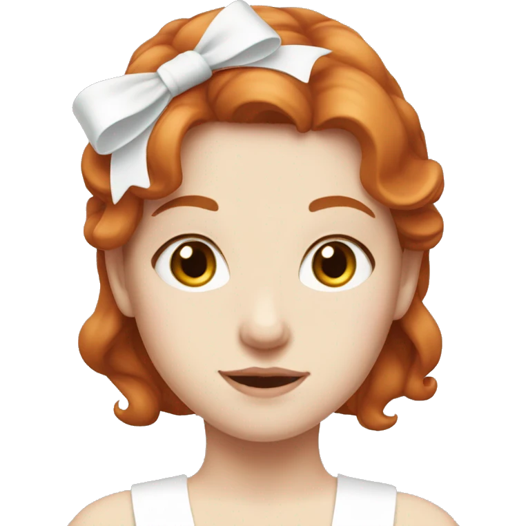 Red-haired girl with white bow in hair with pale skin emoji