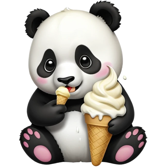Panda eating ice cream emoji