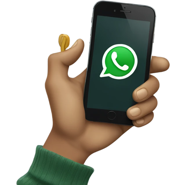hand holding iphone with a whatsapp emoji in the iphone screen emoji