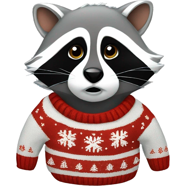 Raccoon with a Christmas sweater emoji
