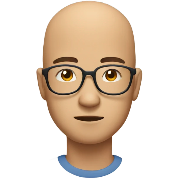  a 35-year old,  bald, Asian man, deep in thought, wearing glasses emoji