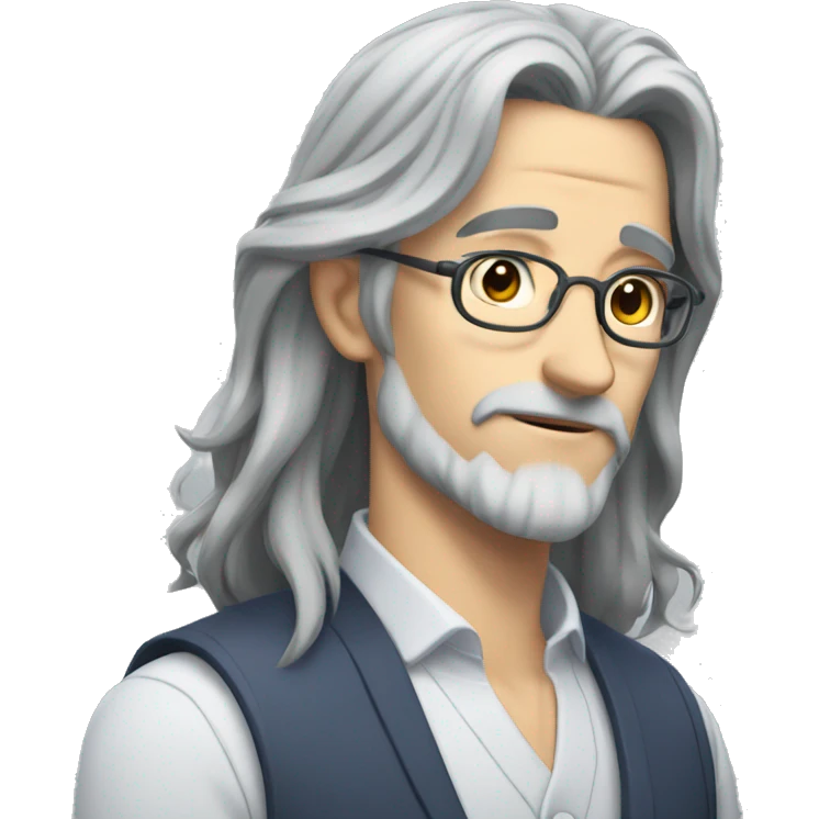 anime teacher  with long gray hair emoji