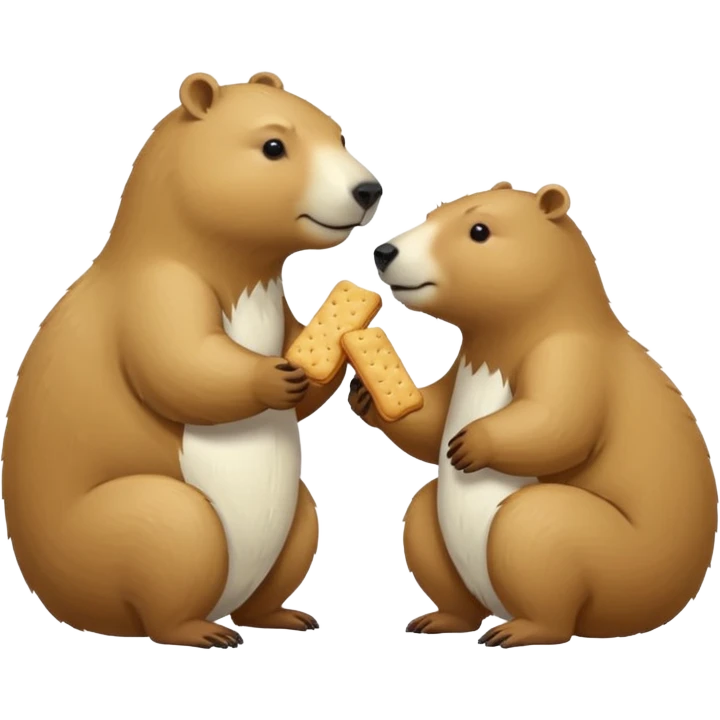 capybara and an snow bear eating biscuits with each other emoji