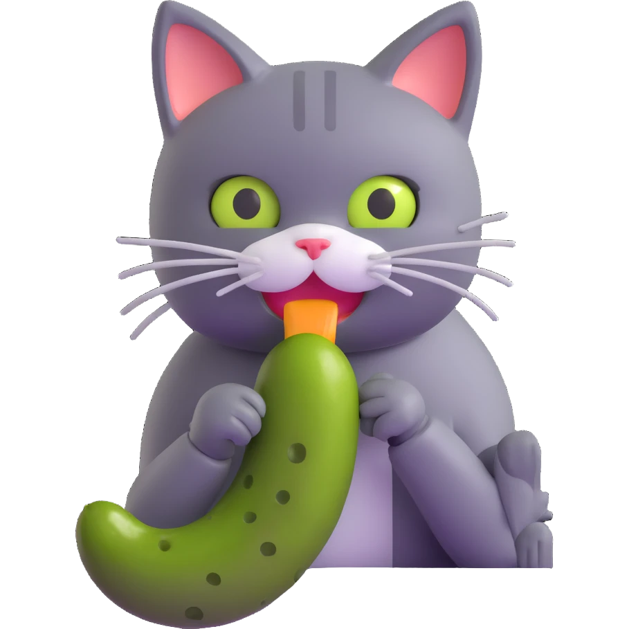 cat eating a pickle emoji