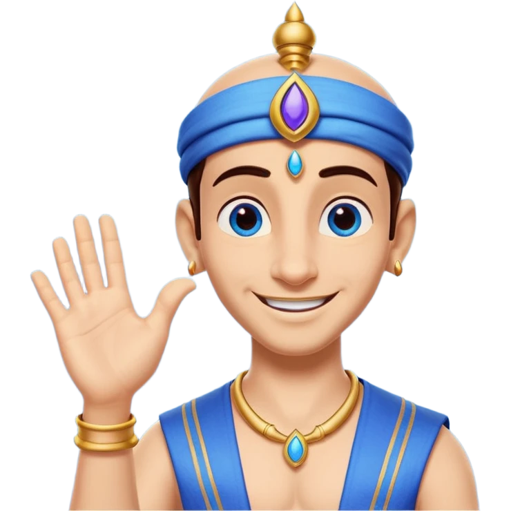 Genie from Aladdin. make several options for the genie from alladin cartoon for the further animation, i want that he shows the like sign with his left hand and smiles emoji