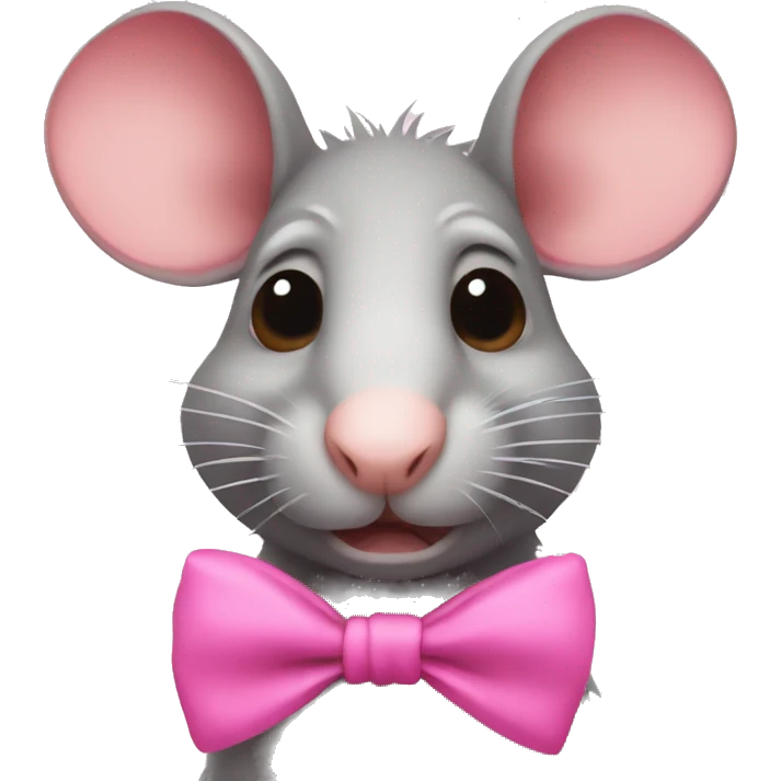 ugly rat wearing a pink bow emoji