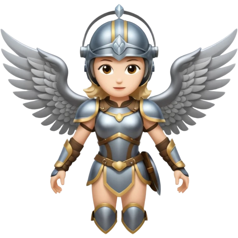 valkyrie, flying with wings, armor and helmet emoji