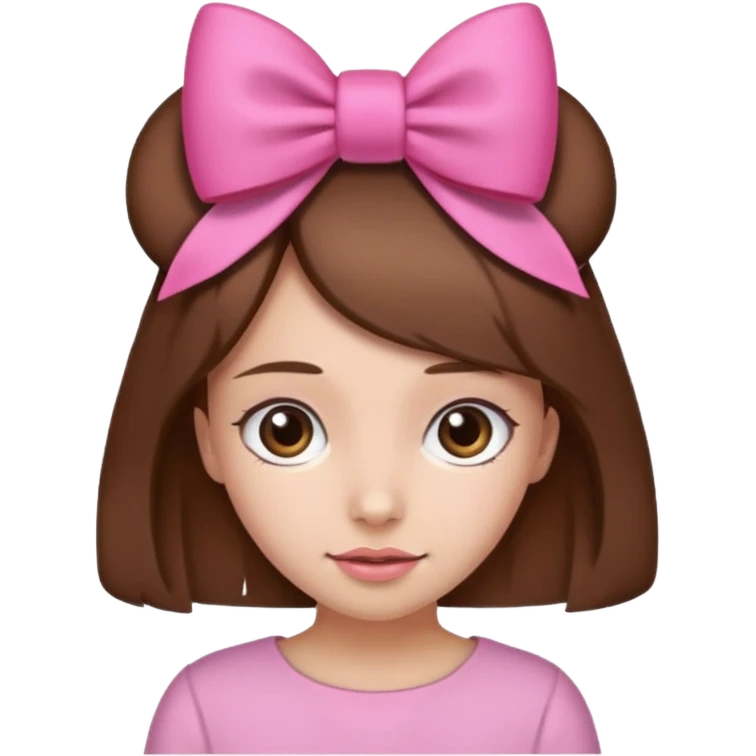 A girl with brown hair and a pink bow on her head emoji