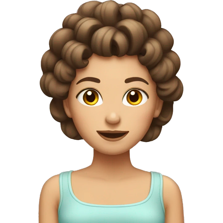 brown haired girl with hair rollers emoji