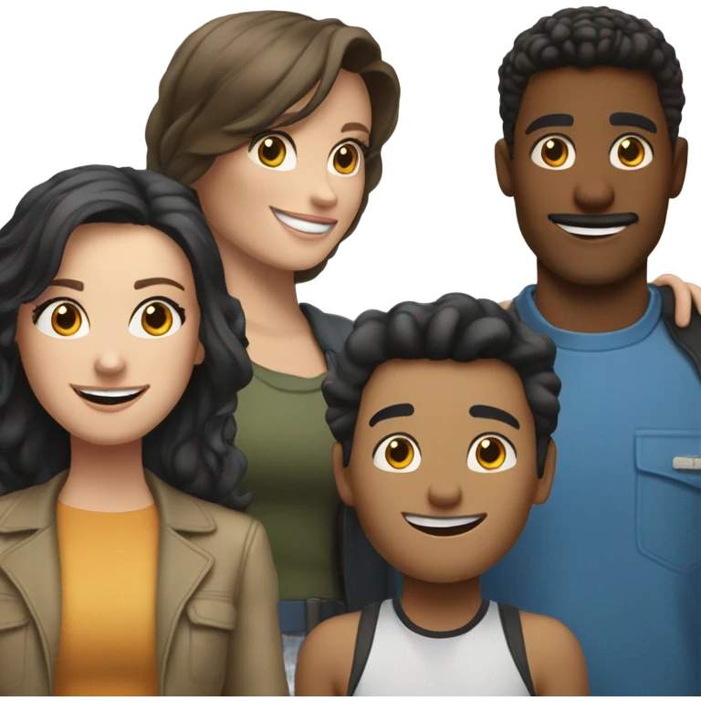 Monica and Bill with Caitlin and Johnny emoji