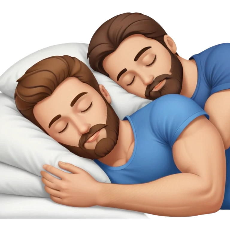 caucasian light brown hair muscular man with beard sleeping with a Caucasian brunette lady emoji