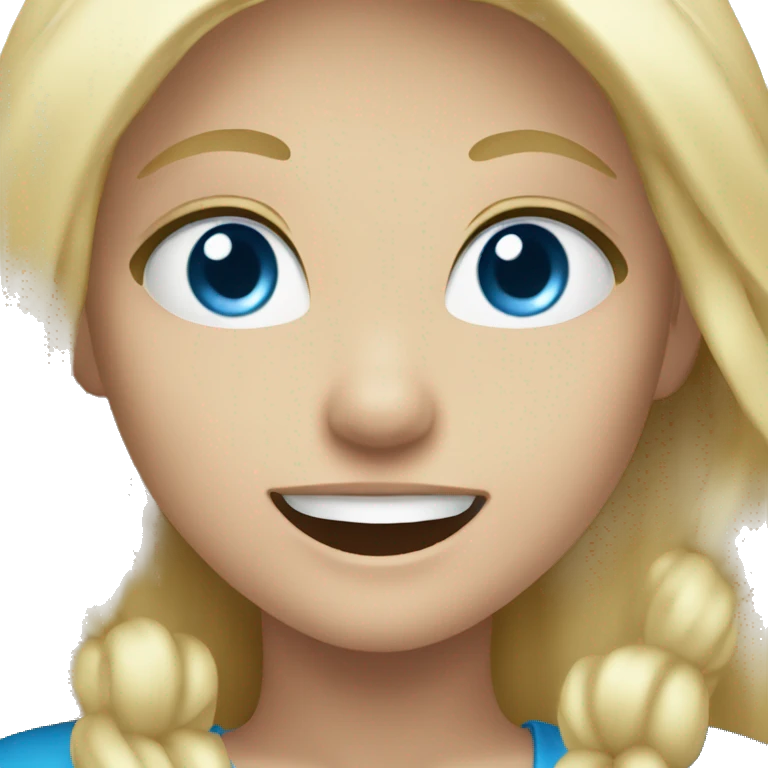 Long blonde haired blue eyed girl cheering emoji