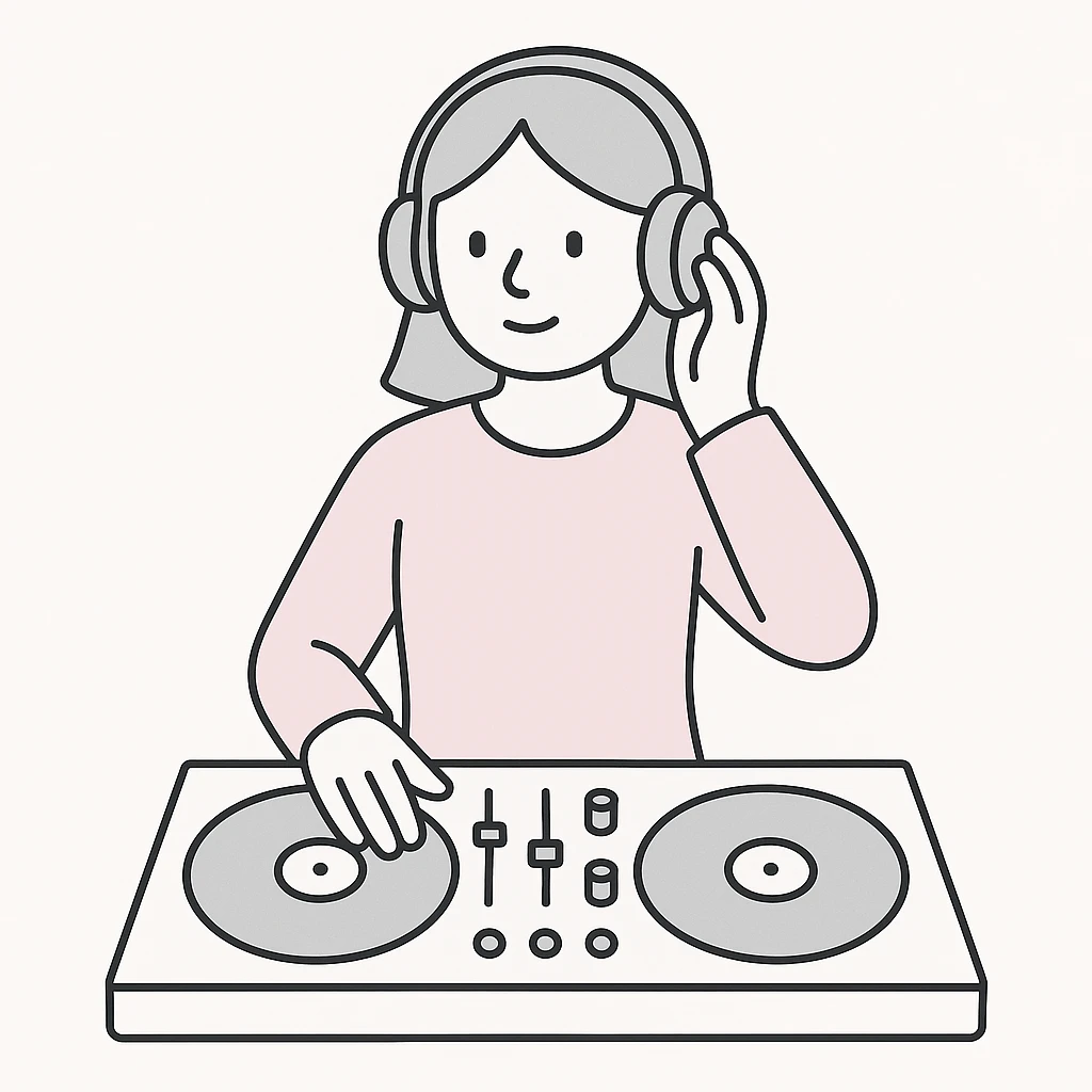 girl playing DJ set emoji
