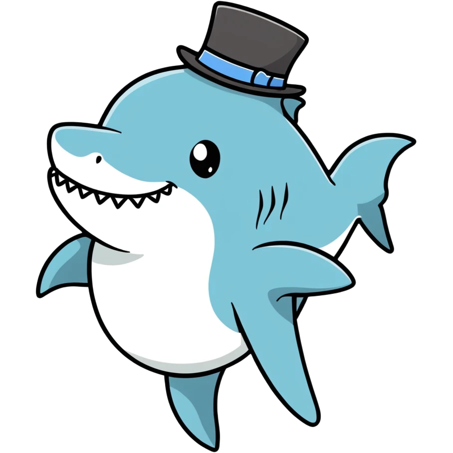 Shark with a top hat emoji