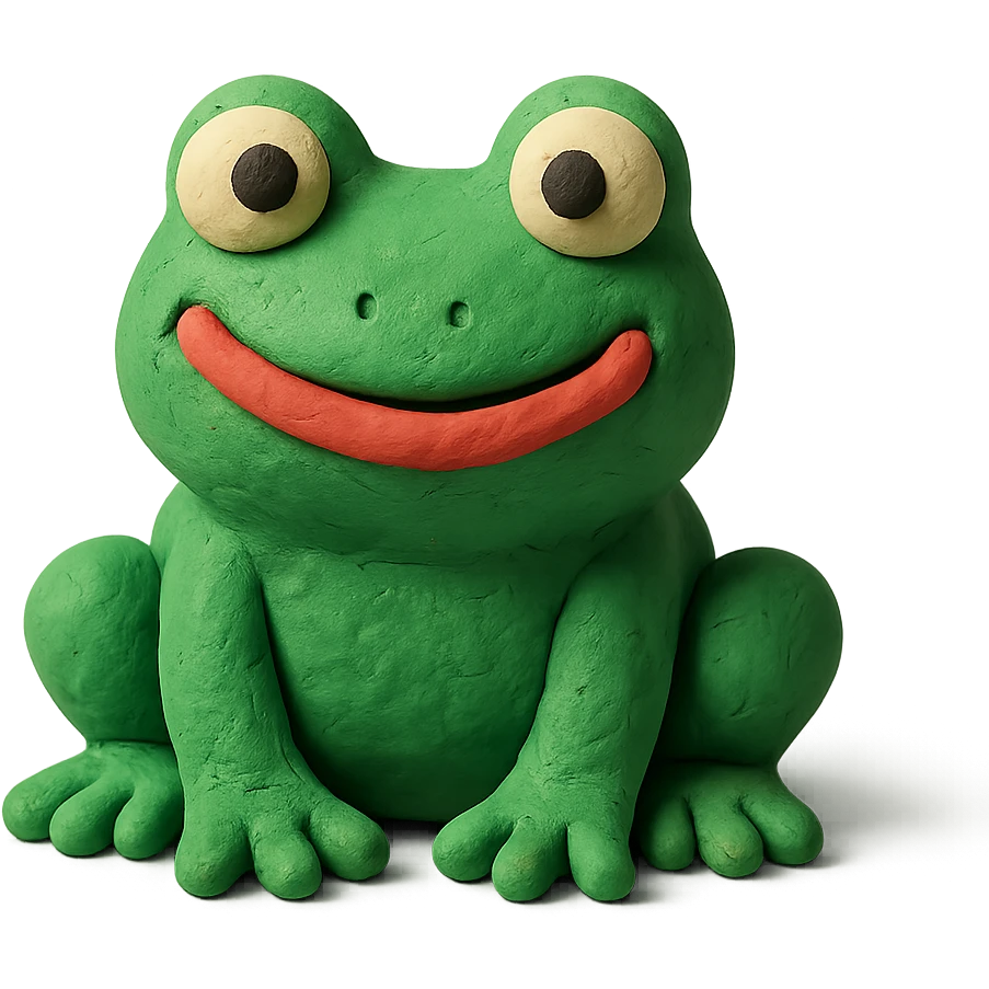 happy frog in claymation style emoji