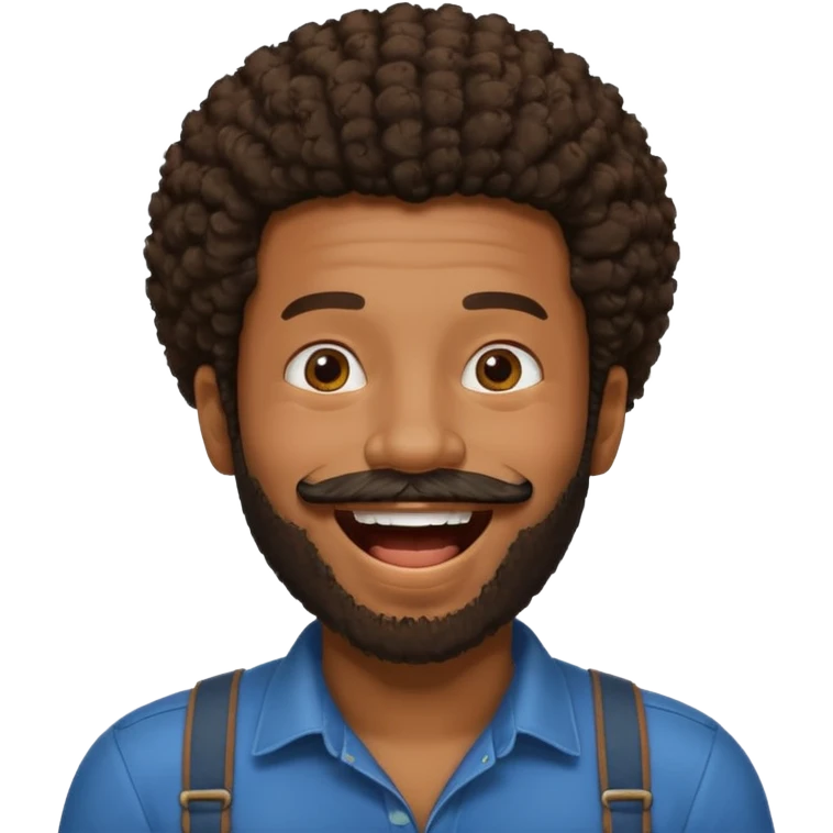 black man with beard, mustache, and short afro laughing emoji