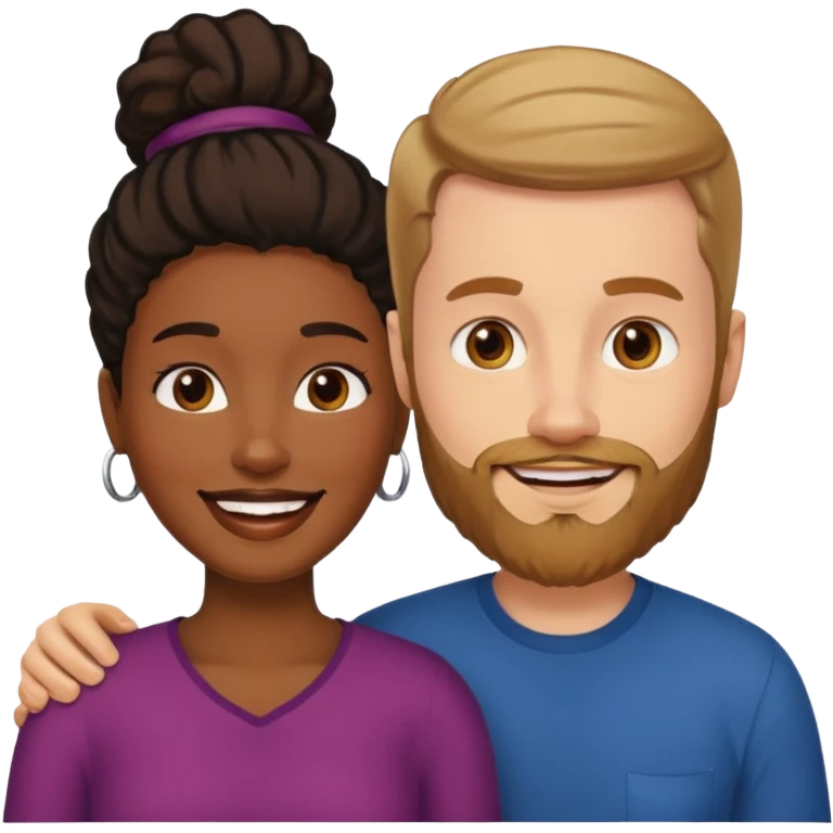 White man with beard and black Woman Love  emoji